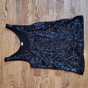 (S) J. Crew Black Sparkly Sequin Tank Top Evening Night Out Party Celebration